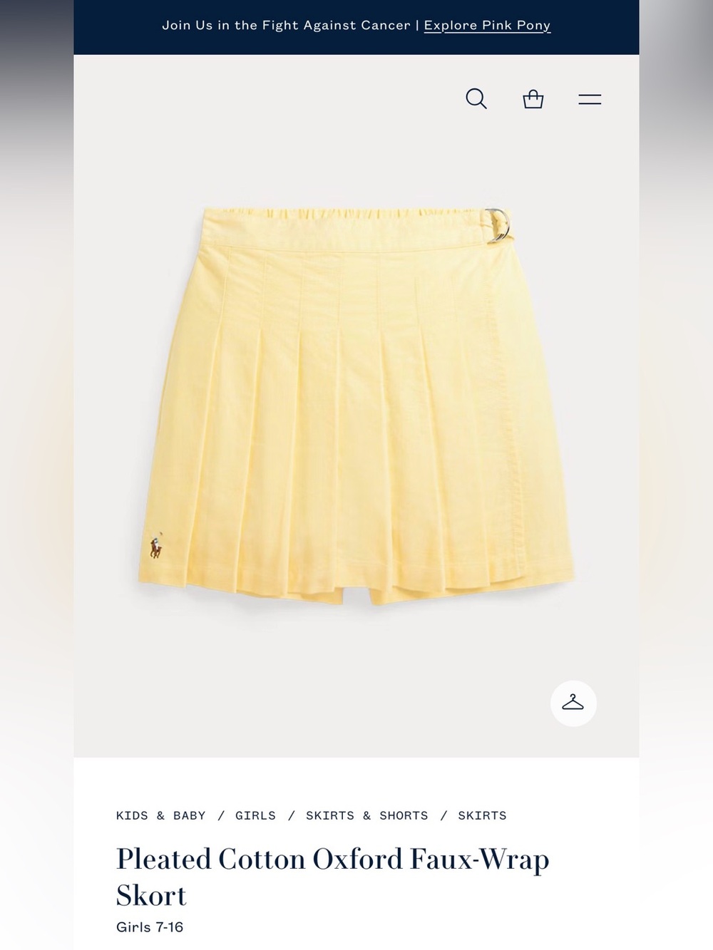 Polo by Ralph Lauren Pleated Cotton Oxford Faux-Wrap Skort 14y